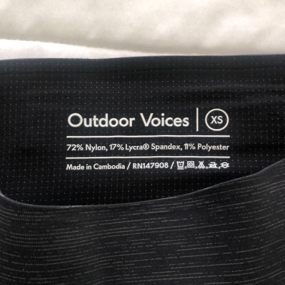 Outdoor Voices XS leggings color blocked heathered lines in navy & black grey - Picture 6 of 9